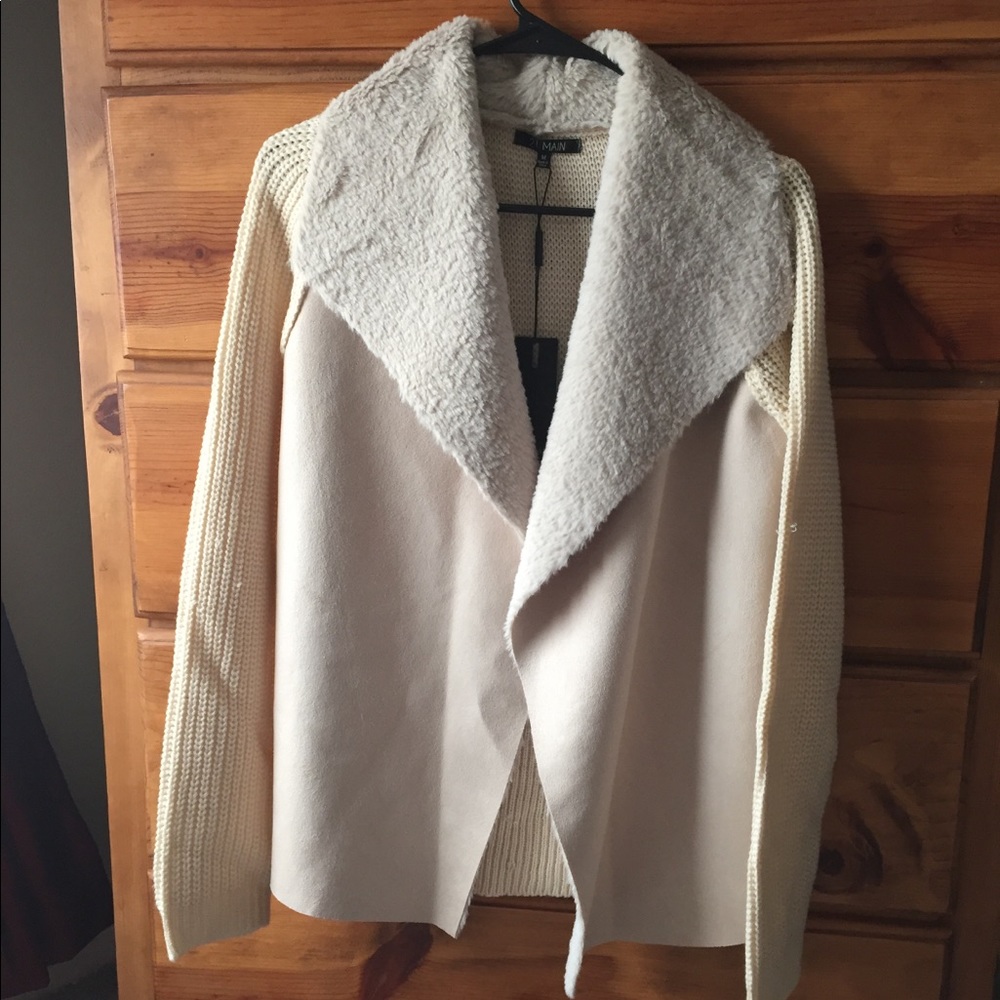 Women's suede/faux fur sweater